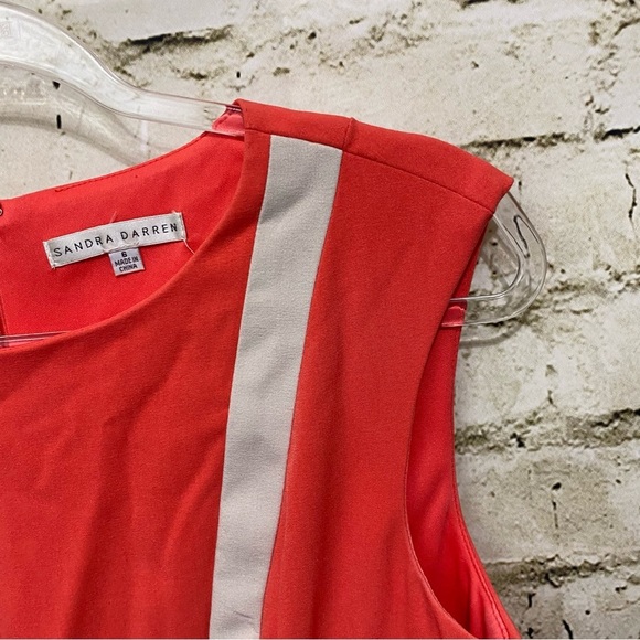 Sandra Darren Coral Faux Wrap Sleeveless Sheath Dress - Picture 2 of 6